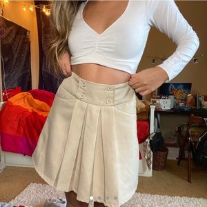 beige tan pleated school girl skirt